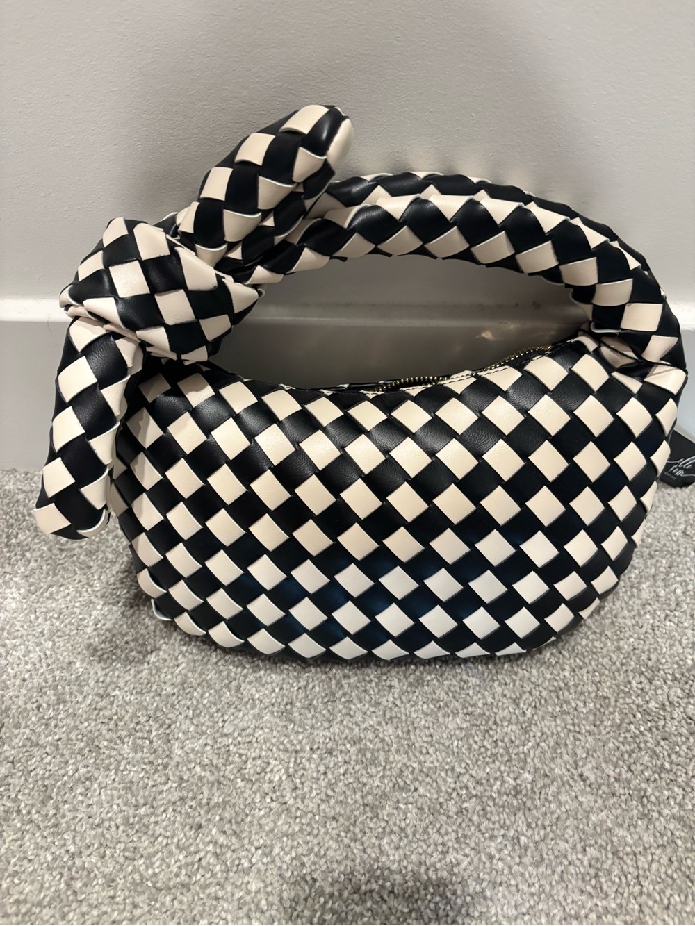Urban Expressions Black & Cream Woven Knot-Handle Hobo